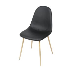 Cadeira Robin Assento PU Preto com Base Metal cor Madeira - 46508