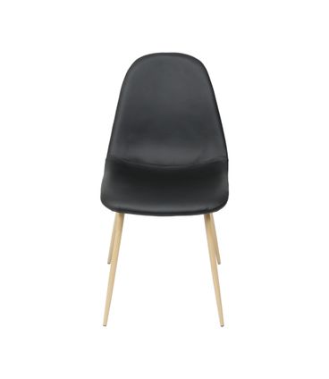 Cadeira Robin Assento PU Preto com Base Metal cor Madeira - 46508