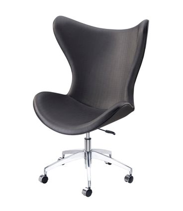 Poltrona Evora Assento Estofado Dunas Preto com Base Rodizio em Aluminio - 46911