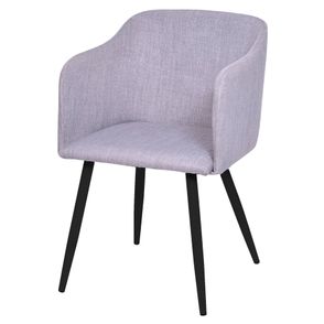 Poltrona Bela Linho cor Cinza Base de Metal com Pintura Preta - 47223