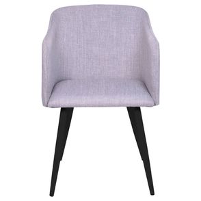 Poltrona Bela Linho cor Cinza Base de Metal com Pintura Preta - 47223