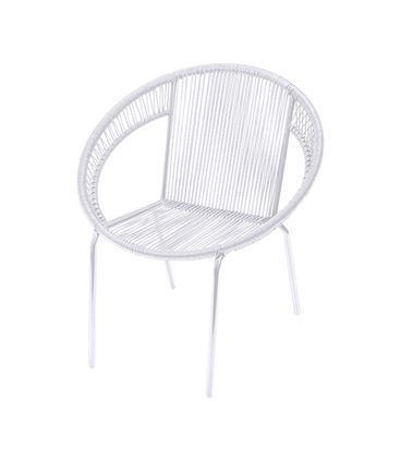 Poltrona Cancun Corda PVC Branca com Base em Aco pintado Branca - 47251