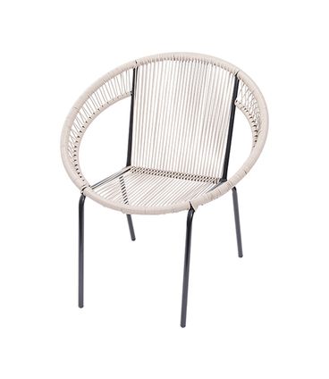 Poltrona Cancun Corda PVC Fendi com Base em Aco pintado Preto - 47250