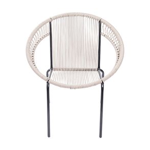Poltrona Cancun Corda PVC Fendi com Base em Aco pintado Preto - 47250