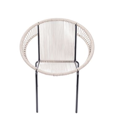 Poltrona Cancun Corda PVC Fendi com Base em Aco pintado Preto - 47250