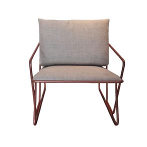 Poltrona Industrial Vaz Assento Estofado Cinza com Base Aco cor Cobre - 46207