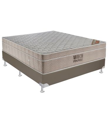 Conjunto Airtech Spring Superpocket Casal 1,38 cm (LARG) Base Courino - 49127