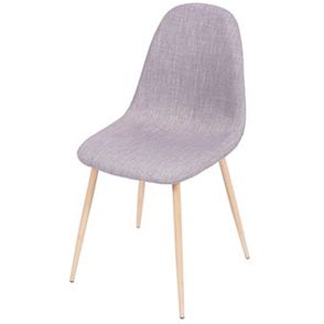 Cadeira Robin Linho Cinza Base de Metal com Pintura de Madeira - 43058