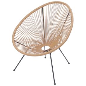 Poltrona Acapulco Cordas em Rattan Sintetico cor Natural Base Aco Preto - 49373