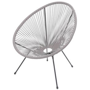 Poltrona Acapulco Cordas em Rattan Sintetico cor Cinza Base Aco Preto - 49375