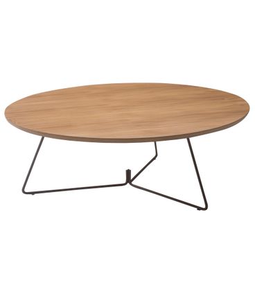 Mesa Centro Ovale Tampo Teka com Base Grafite 90 cm (LARG) - 49435