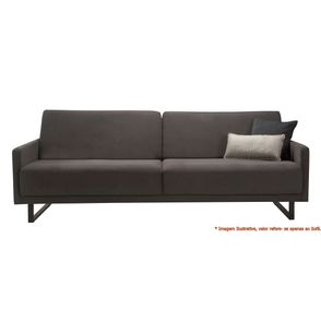 Sofa Grand Preto com Pes de Metal Preto 2 Lugares - 49485