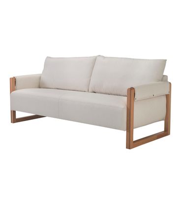 Sofa Trebian Cinza com Pes Madeira Macica Jequitiba 3 Lugares -49496