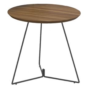 Mesa Lateral Rebord Media Tampo Madeira Natural com Base Ouro Velho 45 cm (ALT) - 49503