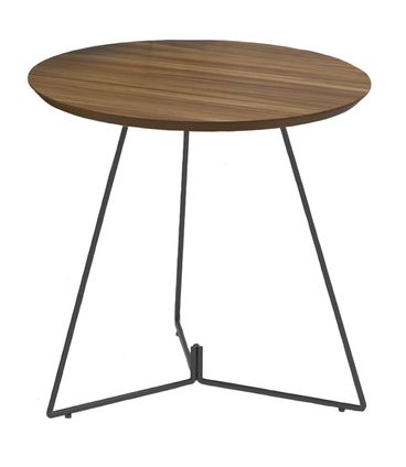 Mesa Lateral Rebord Media Tampo Madeira Natural com Base Ouro Velho 45 cm (ALT) - 49503