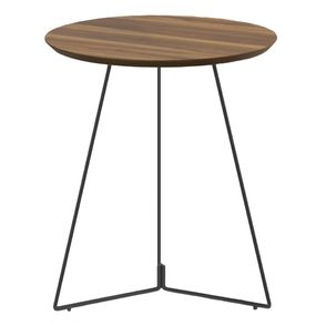 Mesa Lateral Rebord Alta Tampo Madeira Natural com Base Ouro Velho 55 cm (ALT) - 49505