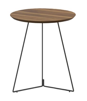 Mesa Lateral Rebord Alta Tampo Madeira Natural com Base Ouro Velho 55 cm (ALT) - 49505