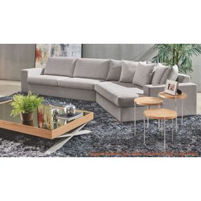 Sofa Style de 3 lugares com Chaise 45 graus na cor Cinza (Bege) Pes Amendoa -49594