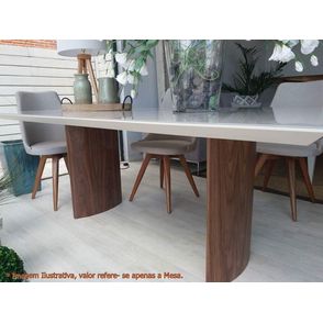 Mesa Jantar Disi Corda Acetinado com Nogueira 220cm - 49797