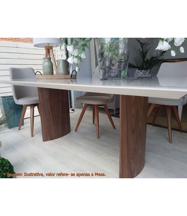 Mesa Jantar Disi Corda Acetinado com Nogueira 220cm - 49797