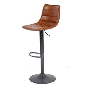 Banqueta George PU Marrom Base Preta Giratoria 111cm - 49910