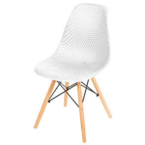 Cadeira Eames Furadinha cor Branca com Base Madeira - 50006