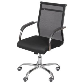 Cadeira Escritorio Basic Baixa Tela Preta com Base Cromada - 50032