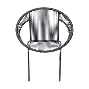 Poltrona Cancun Corda PVC Preta com Base em Aco pintado Preto - 47033