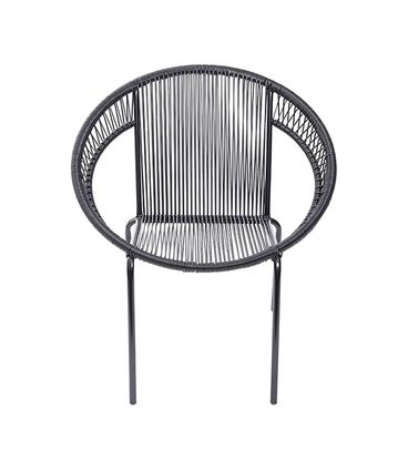 Poltrona Cancun Corda PVC Preta com Base em Aco pintado Preto - 47033