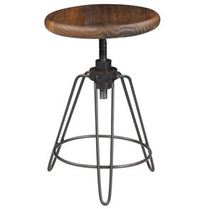 Banqueta New York cor Rustic Brown com Base Aco Grafite 47cm - 50318