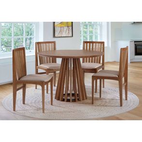 Mesa de Jantar Brisa Tampo Redondo Madeira Verniz Avela 1,30cm - 50982