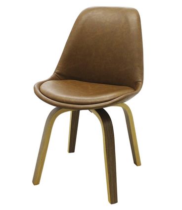 Cadeira Lis Eames Revestida PU Marrom Base Madeira Mescla - 51147