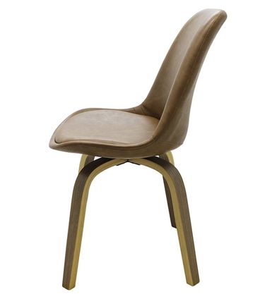 Cadeira Lis Eames Revestida PU Marrom Base Madeira Mescla - 51147