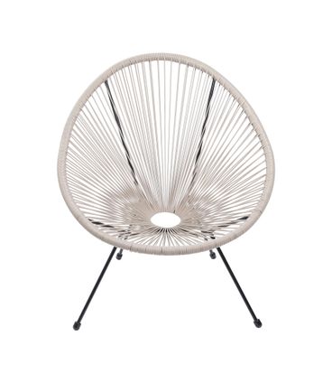 Poltrona Acapulco Cordas em PVC Cor Fendi Base Fixa Preta - 51786