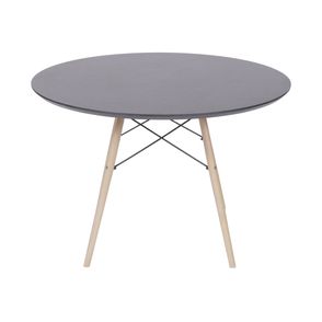 Mesa Charles Eames Completa Tampo Redondo Preto Base Madeira Clara 110cm - 51774