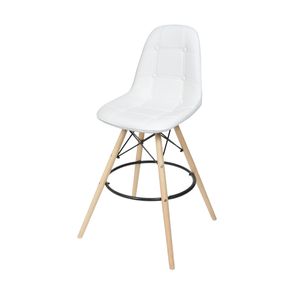 Banqueta Eames Botone Cor Branca Base Madeira 1,13 MT (ALT) - 51765