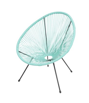 Poltrona Acapulco Cordas em PVC Cor Tiffany Base Preta - 51838