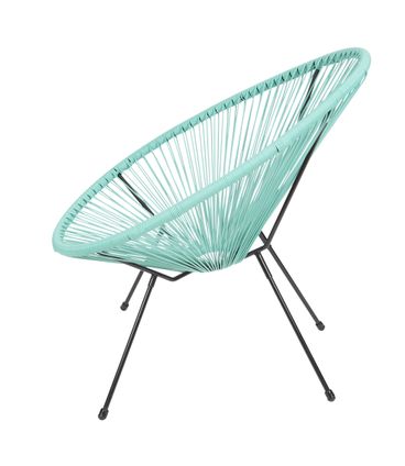 Poltrona Acapulco Cordas em PVC Cor Tiffany Base Preta - 51838