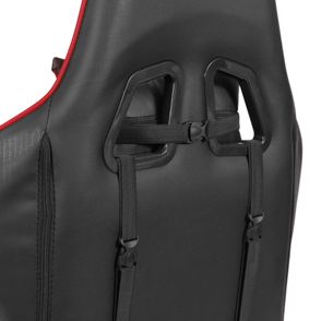 Cadeira Office Gamer Fun em Courissimo Cor Preta e Vermelha com Base Nylon - 51837