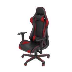 Cadeira Office Gamer Fun em Courissimo Cor Preta e Vermelha com Base Nylon - 51837