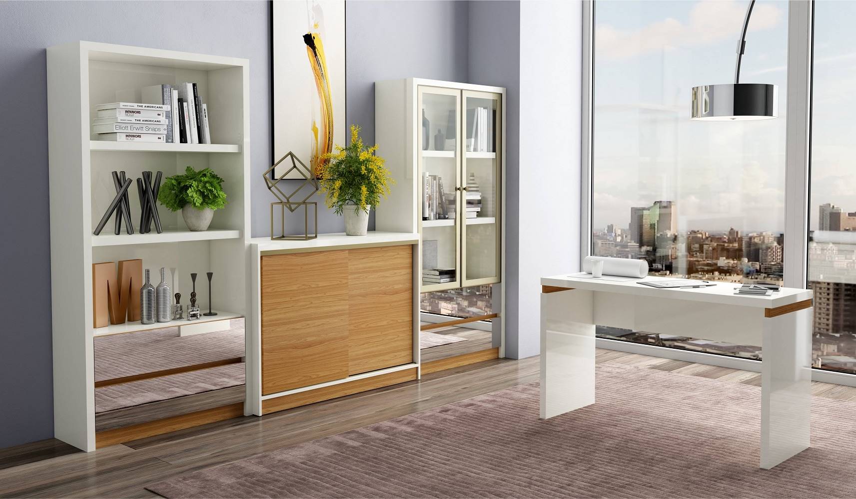 Mesa-de-Escritorio-Viena-120-MT-cor-Off-White-com-Freijo--