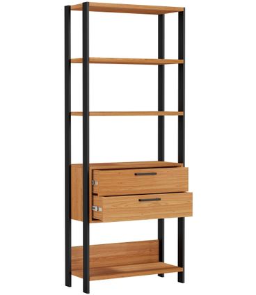 Estante Elegante 1 Torre com Gaveteiro 74 cm (LARG) cor Freijo Fosco com Preto Fosco - 52810