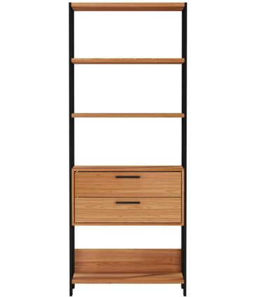 Estante Elegante 1 Torre com Gaveteiro 74 cm (LARG) cor Freijo Fosco com Preto Fosco - 52810