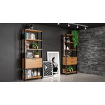 EstanteElegante1TorrecomGaveteiro74cmLARGcorFreijoFoscocomPretoFosco52810