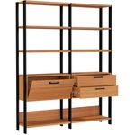 EstanteElegante2TorrecomGaveteiroePorta145MTLARGcorFreijoFoscocomPretoFosco52822