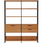 EstanteElegante2TorrecomGaveteiroePorta145MTLARGcorFreijoFoscocomPretoFosco52822