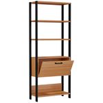 EstanteElegante1TorrecomPorta74cmLARGcorFreijocomPretoFosco52841