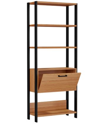 Estante Elegante 1 Torre com 1 Porta 74 cm (LARG) cor Freijo com Preto Fosco - 52841