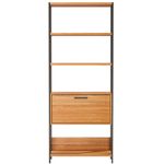 EstanteElegante1TorrecomPorta74cmLARGcorFreijocomPretoFosco52841