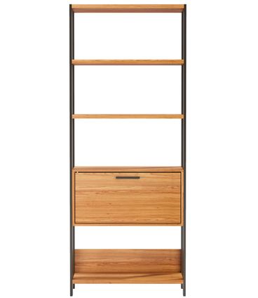 Estante Elegante 1 Torre com 1 Porta 74 cm (LARG) cor Freijo com Preto Fosco - 52841